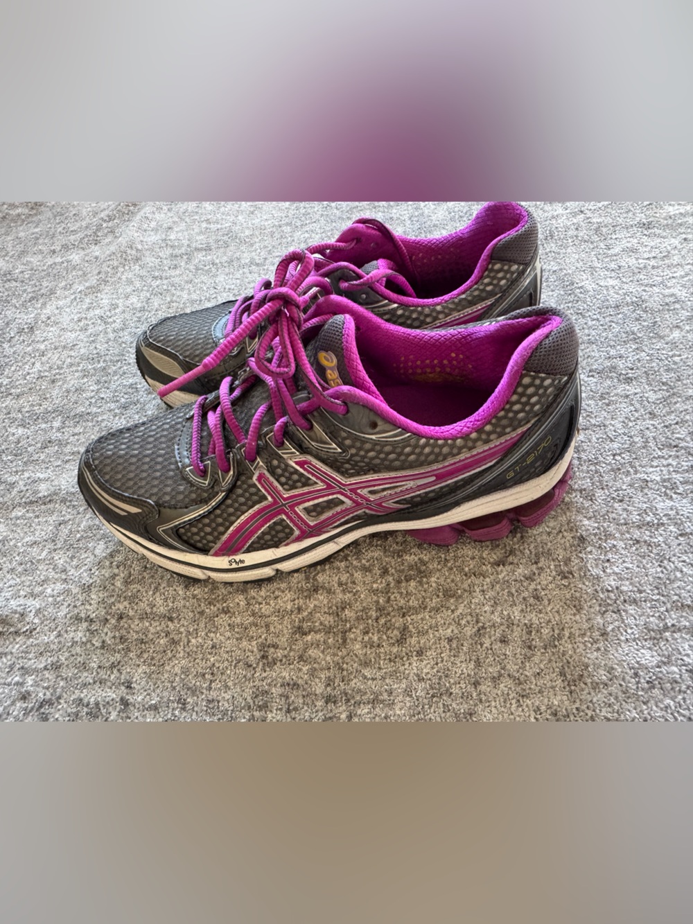 ASICS Women's Gray and Magenta Athletic Running Shoes